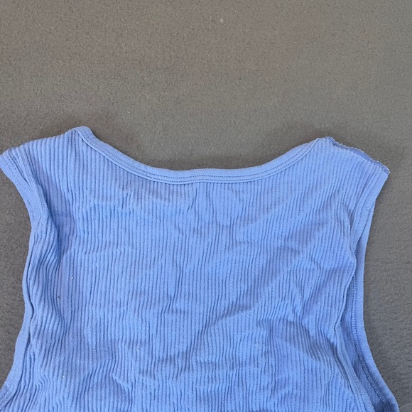 Garage Womans Sz XS Crop Tank Top Baby Blue Ribbed Cotton Basic Shirt Casual Run - Picture 7 of 7